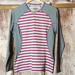 Patagonia long sleeve striped pink white gray jersey top M